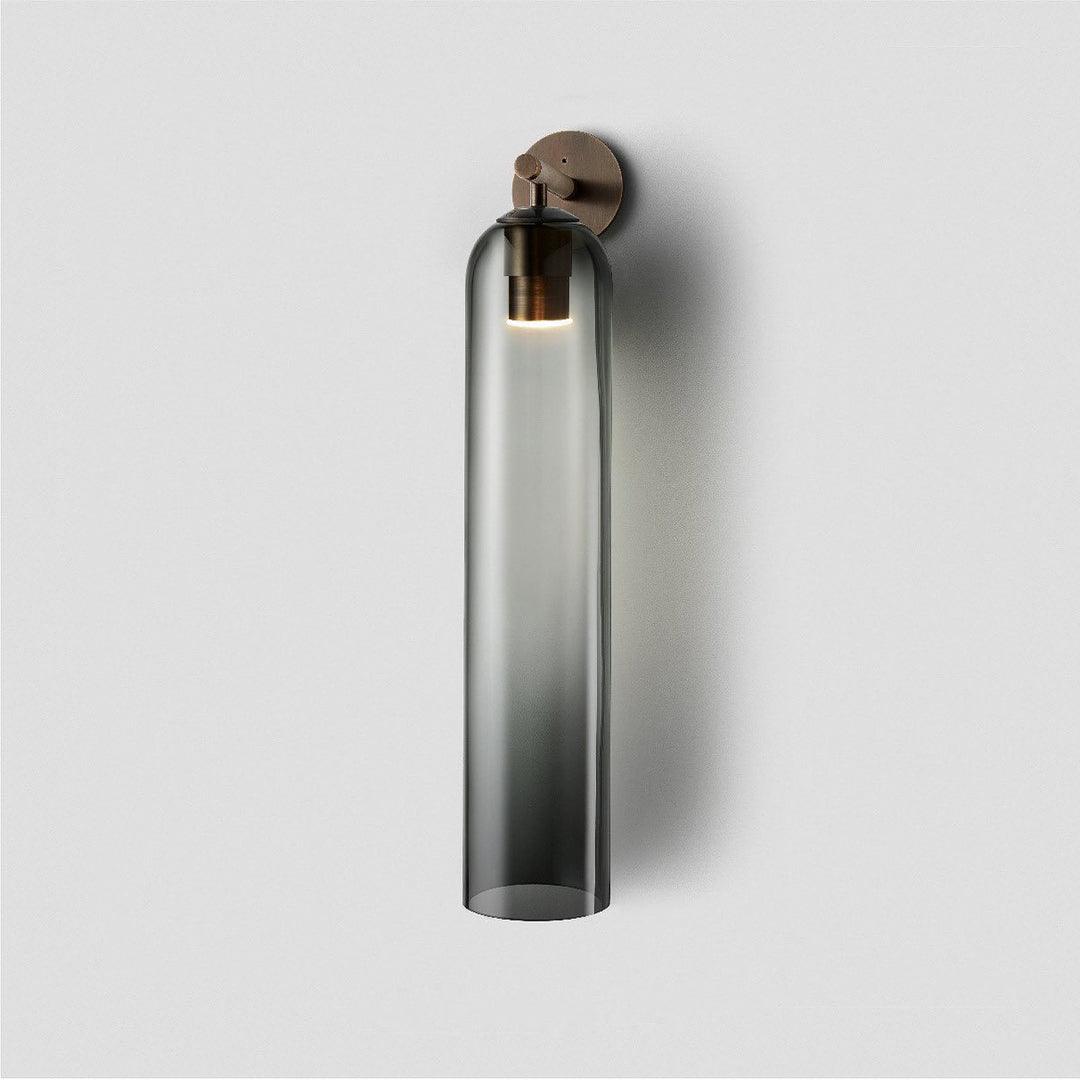 Art Glass Tube Wall Sconce with Brass Wall Mount