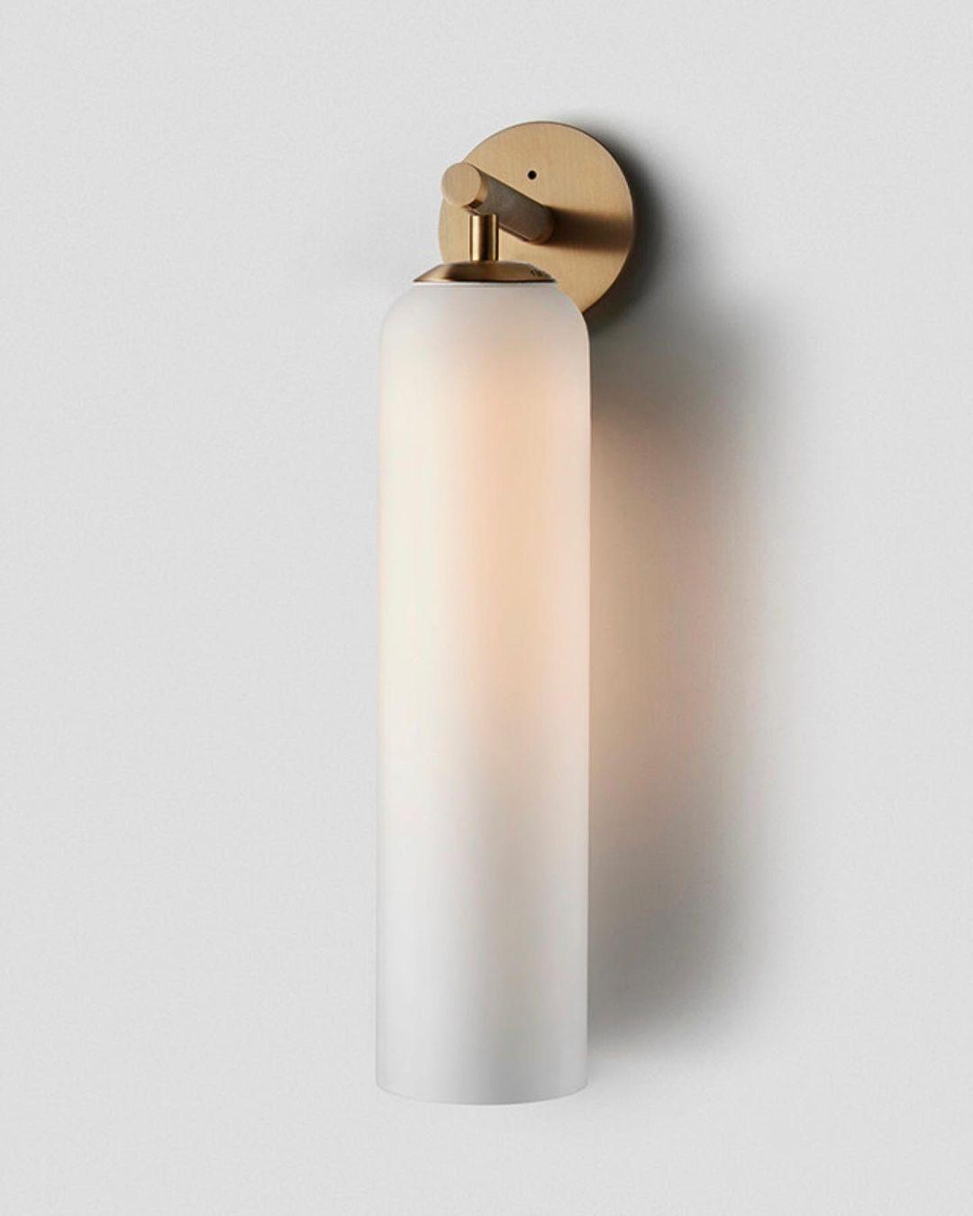 Art Glass Tube Wall Sconce with Brass Wall Mount
