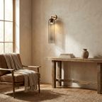 Art Glass Tube Wall Sconce with Brass Wall Mount