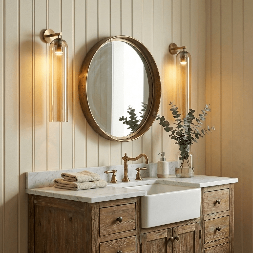 Art Glass Tube Wall Sconce with Brass Wall Mount
