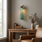 Art Glass Tube Wall Sconce with Brass Wall Mount