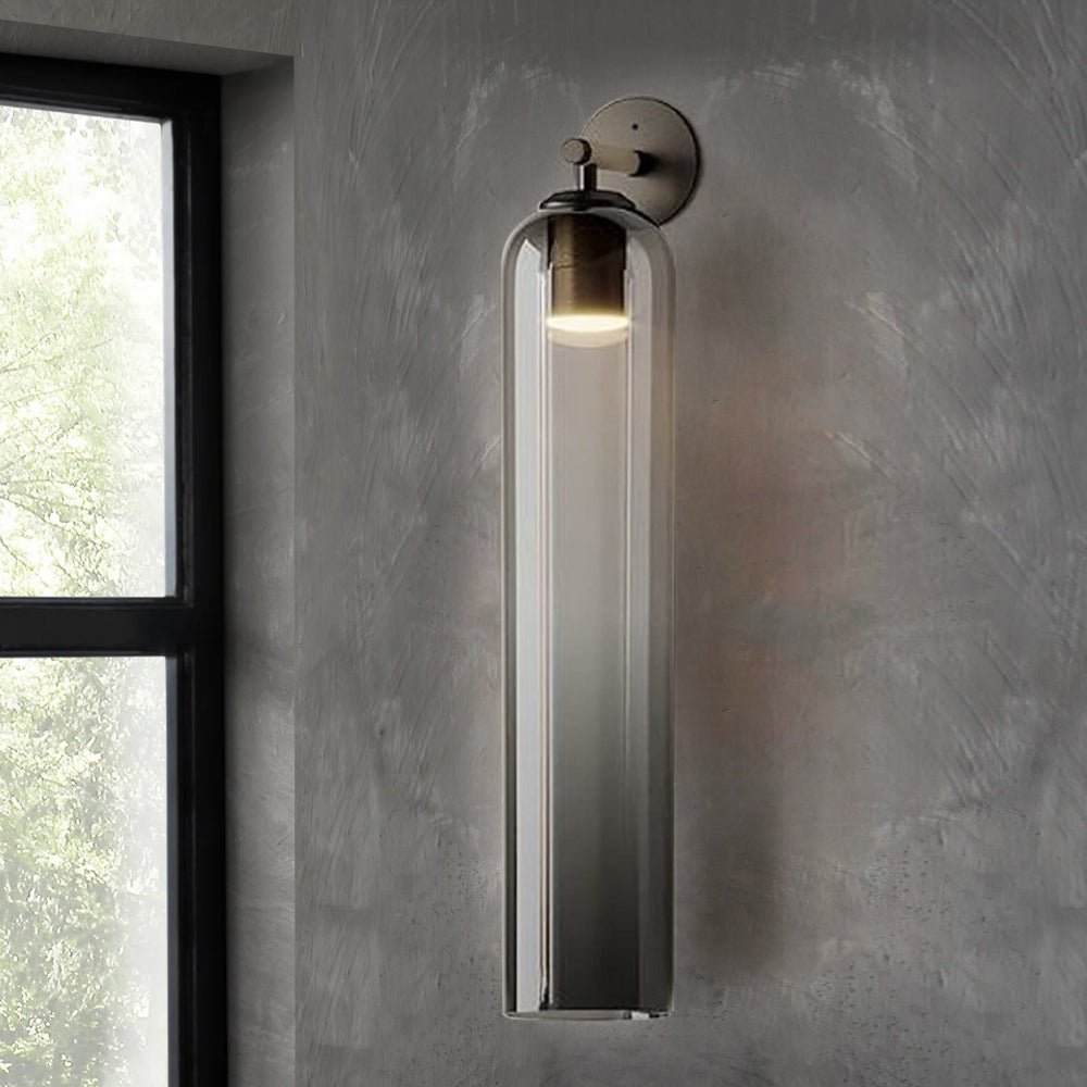 Art Glass Tube Wall Sconce with Brass Wall Mount