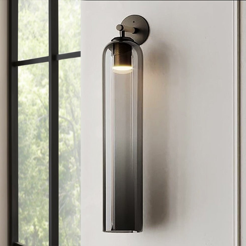 Art Glass Tube Wall Sconce with Brass Wall Mount