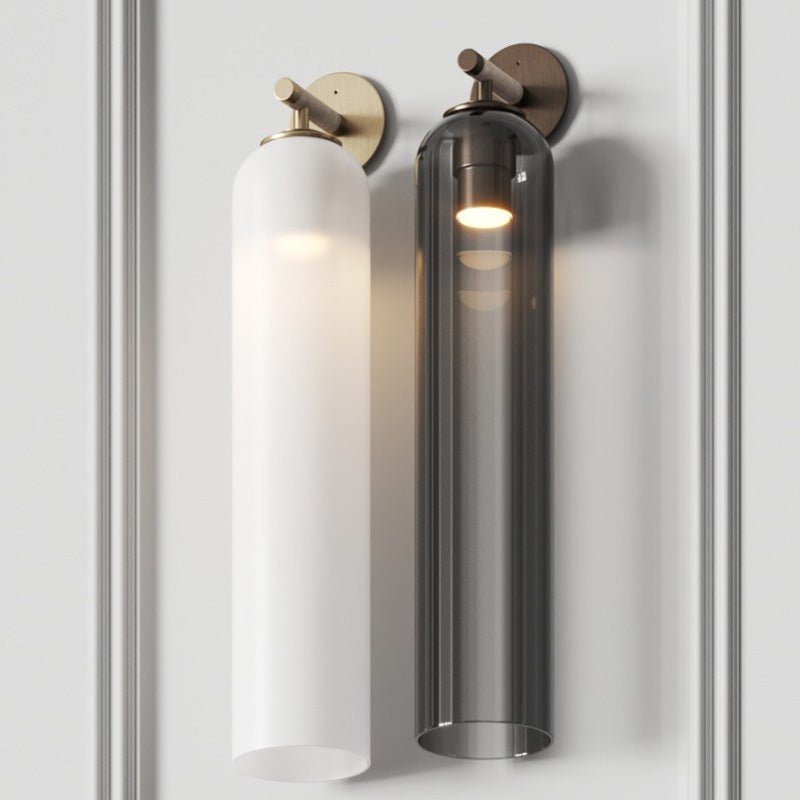 Art Glass Tube Wall Sconce with Brass Wall Mount