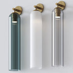 Art Glass Tube Wall Sconce with Brass Wall Mount