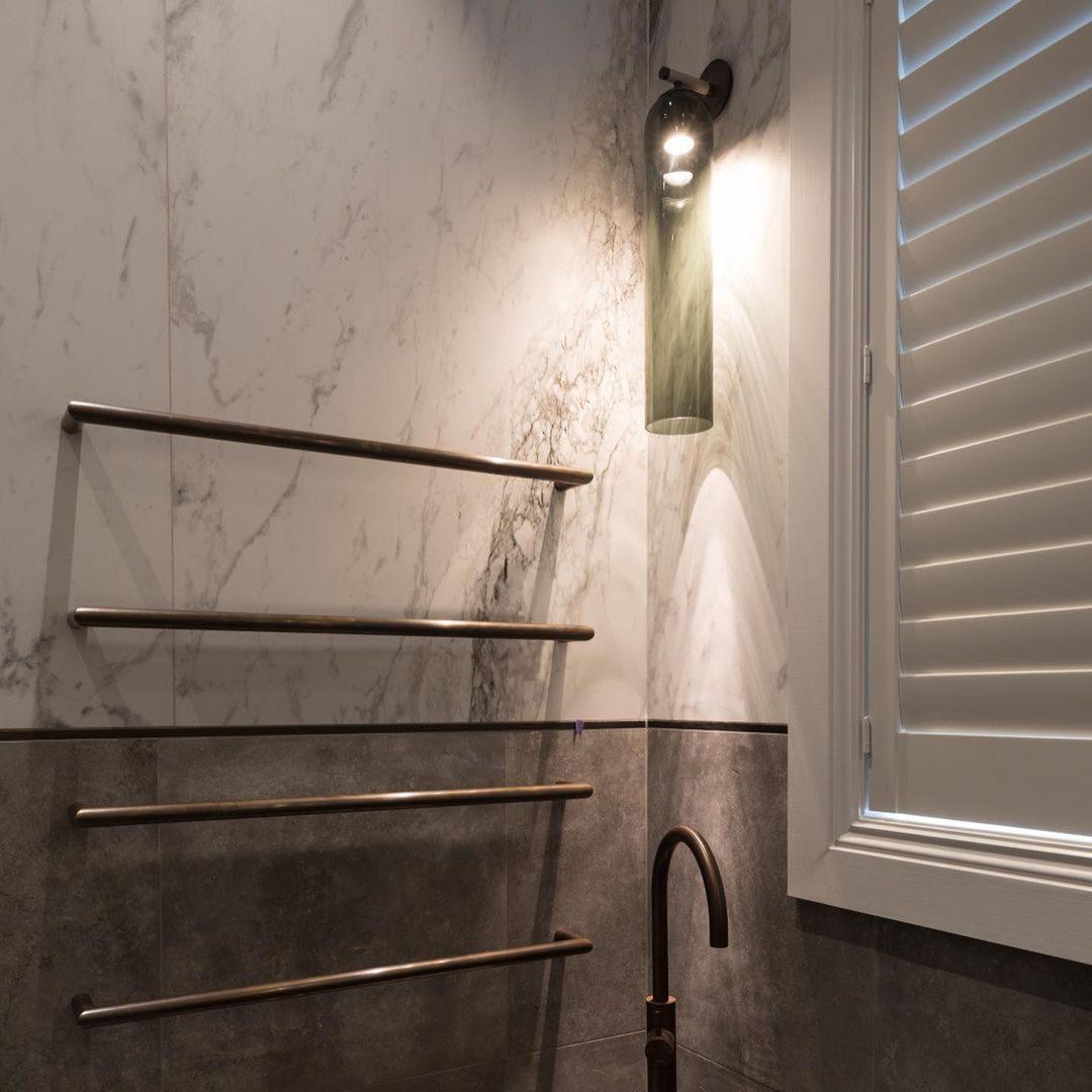Art Glass Tube Wall Sconce with Brass Wall Mount