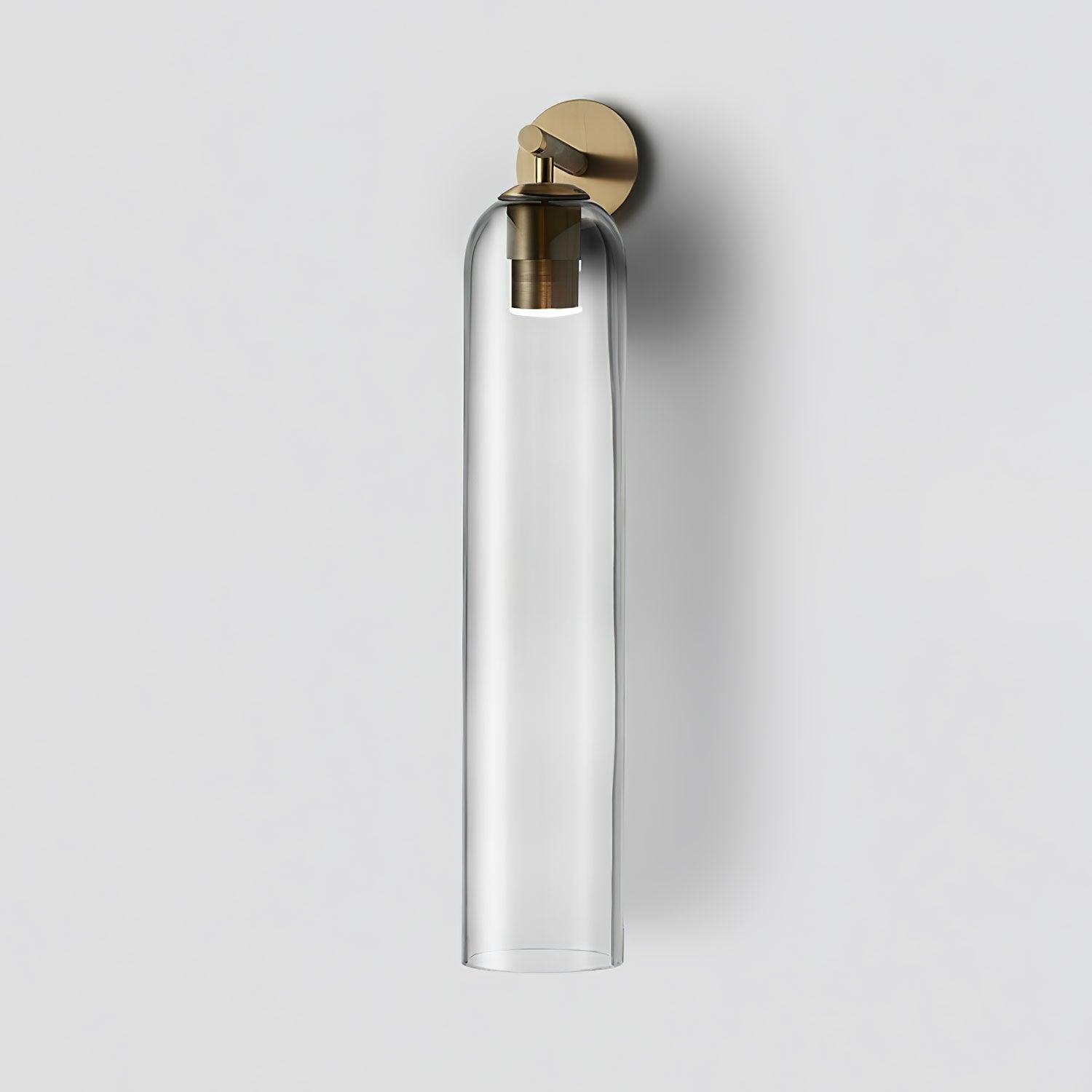 Art Glass Tube Wall Sconce with Brass Wall Mount