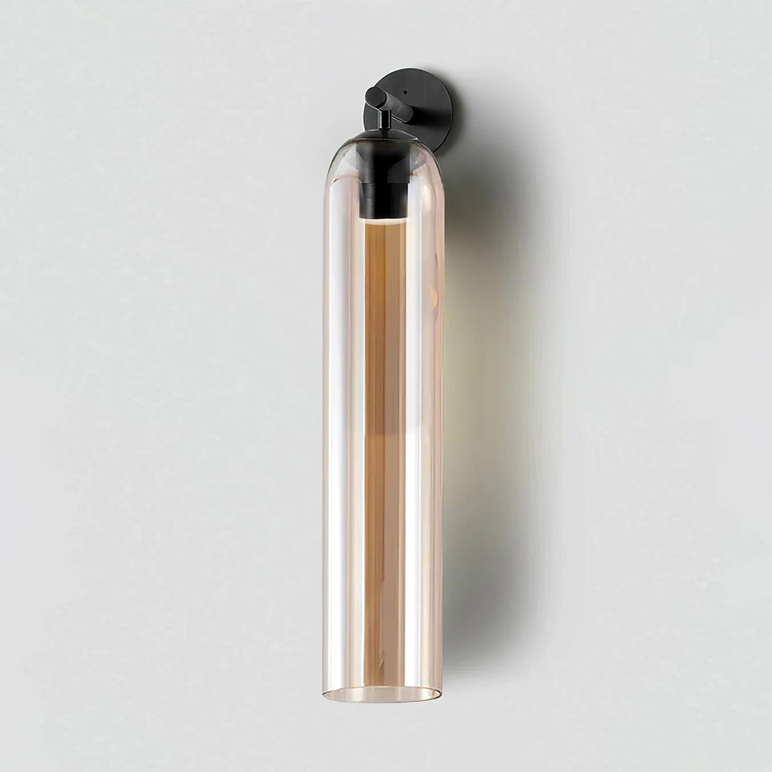 Art Glass Tube Wall Sconce with Brass Wall Mount