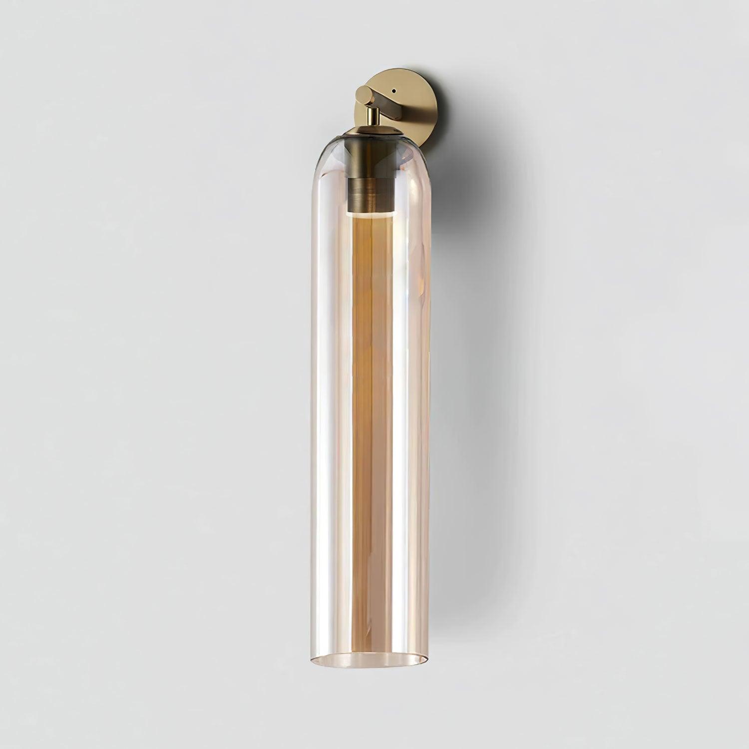 Art Glass Tube Wall Sconce with Brass Wall Mount