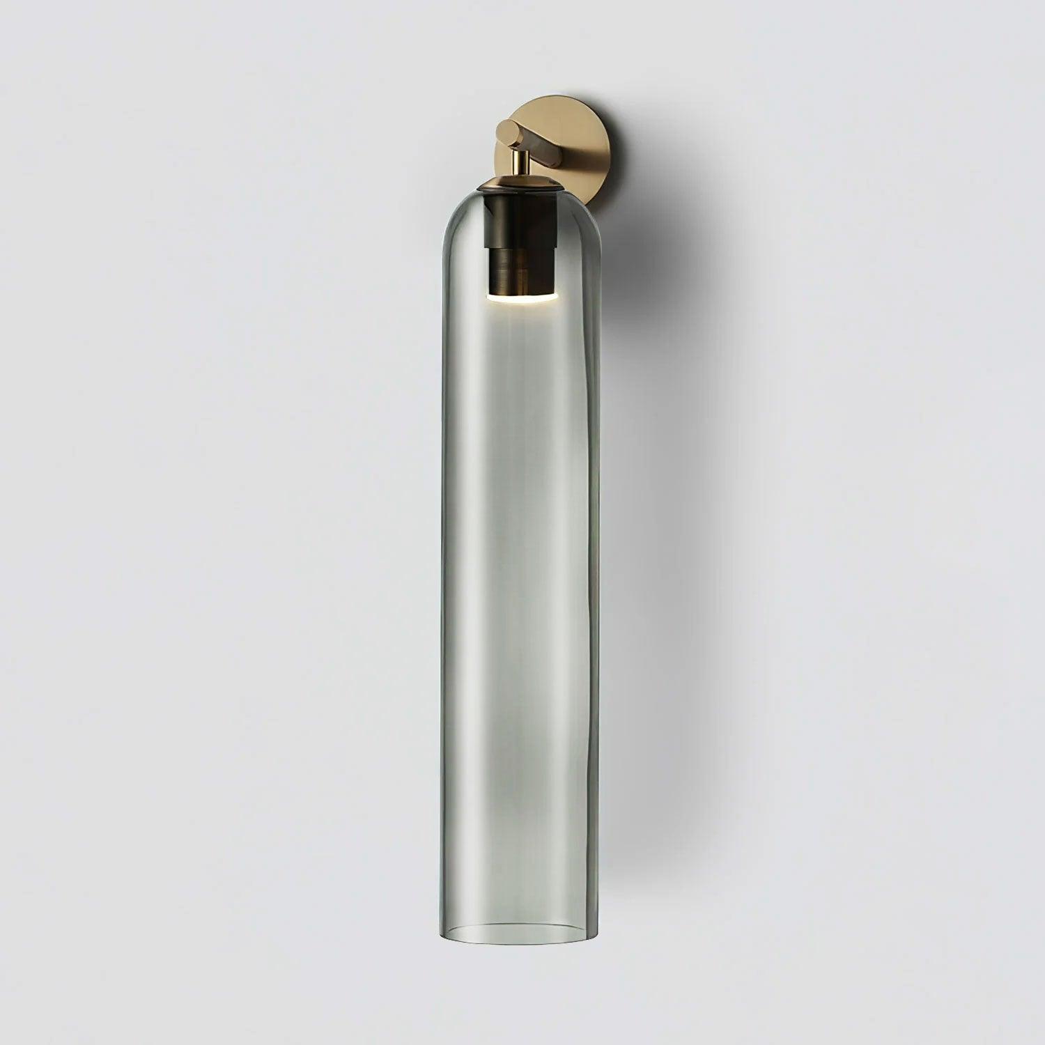 Art Glass Tube Wall Sconce with Brass Wall Mount