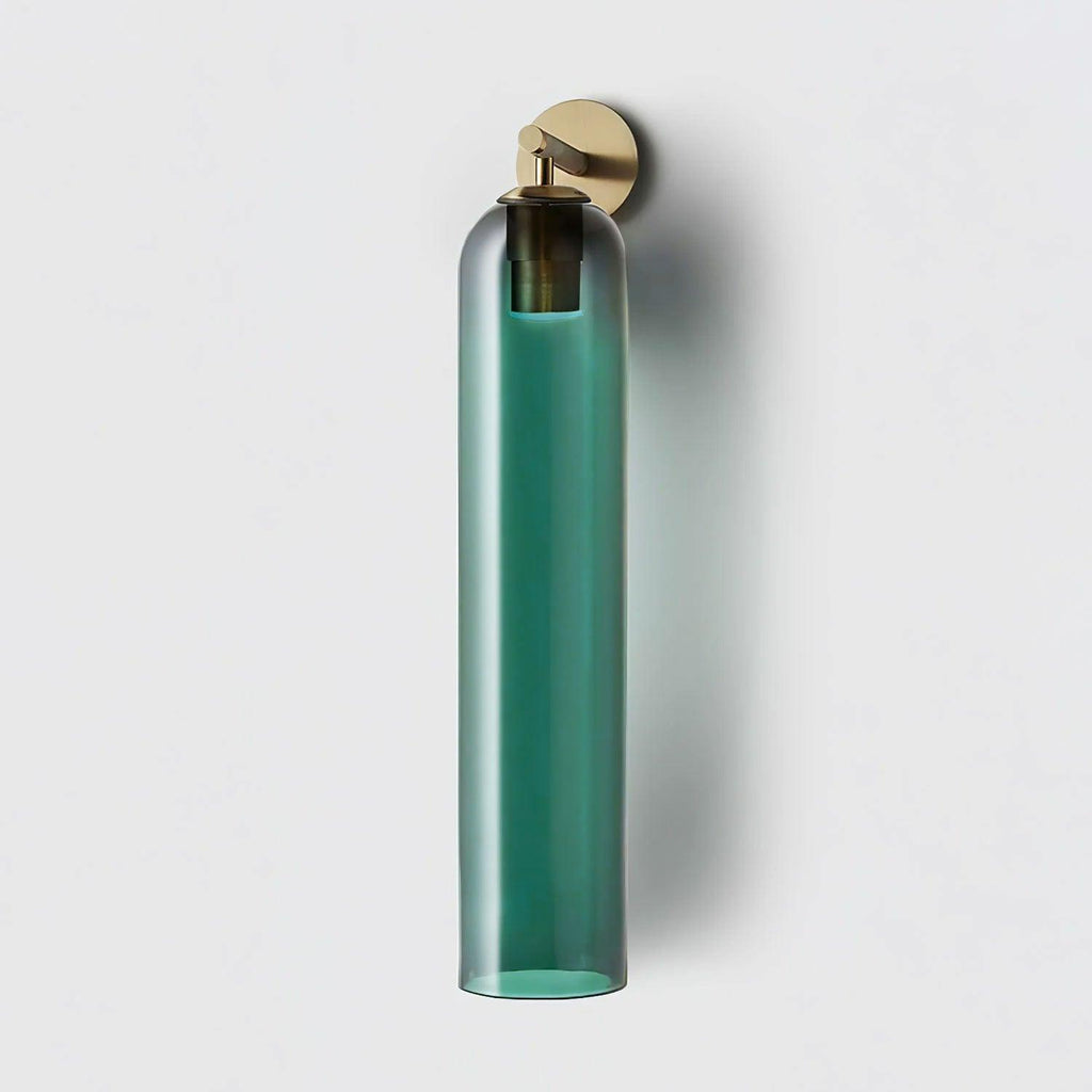Art Glass Tube Wall Sconce with Brass Wall Mount