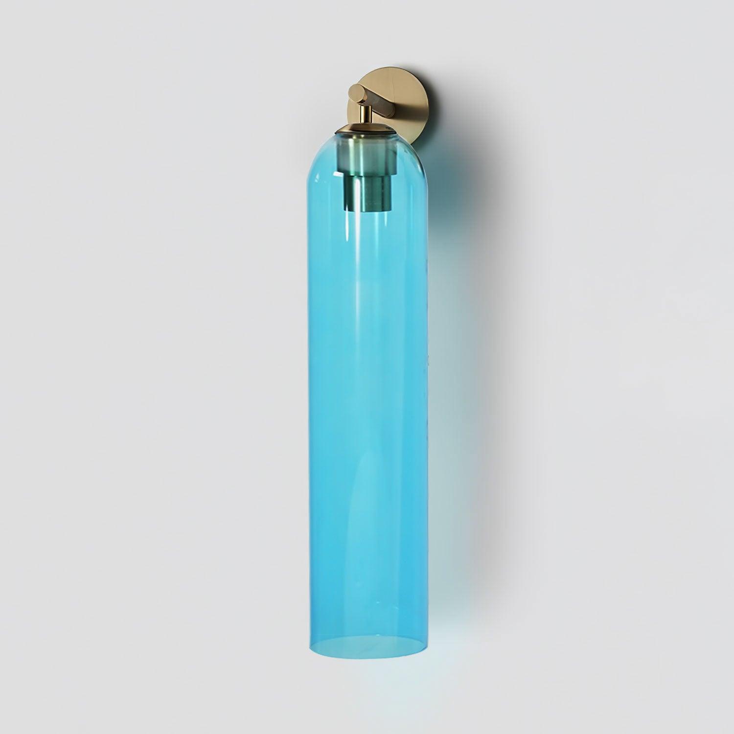 Art Glass Tube Wall Sconce with Brass Wall Mount