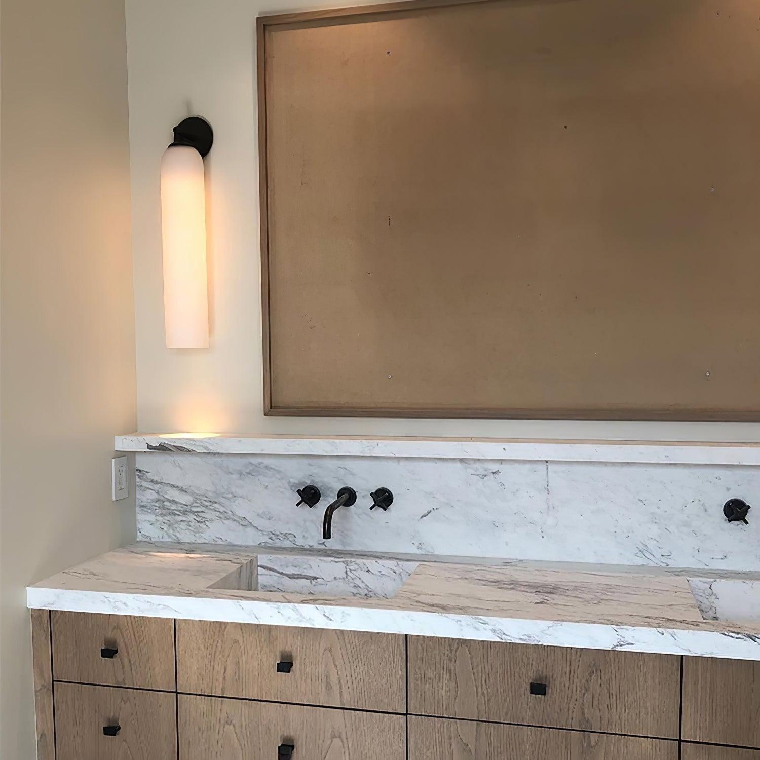 Art Glass Tube Wall Sconce with Brass Wall Mount