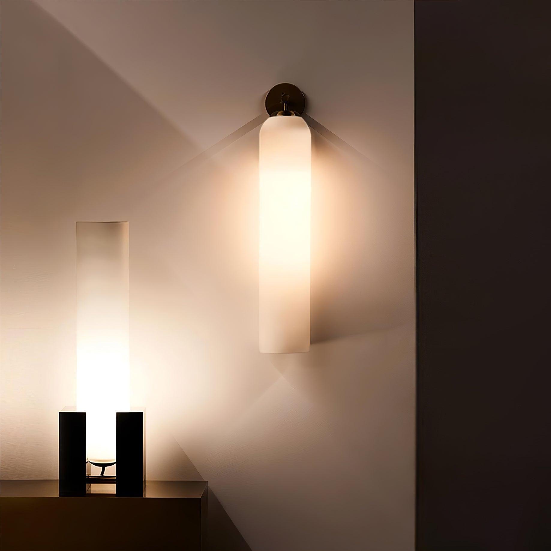 Art Glass Tube Wall Sconce with Brass Wall Mount