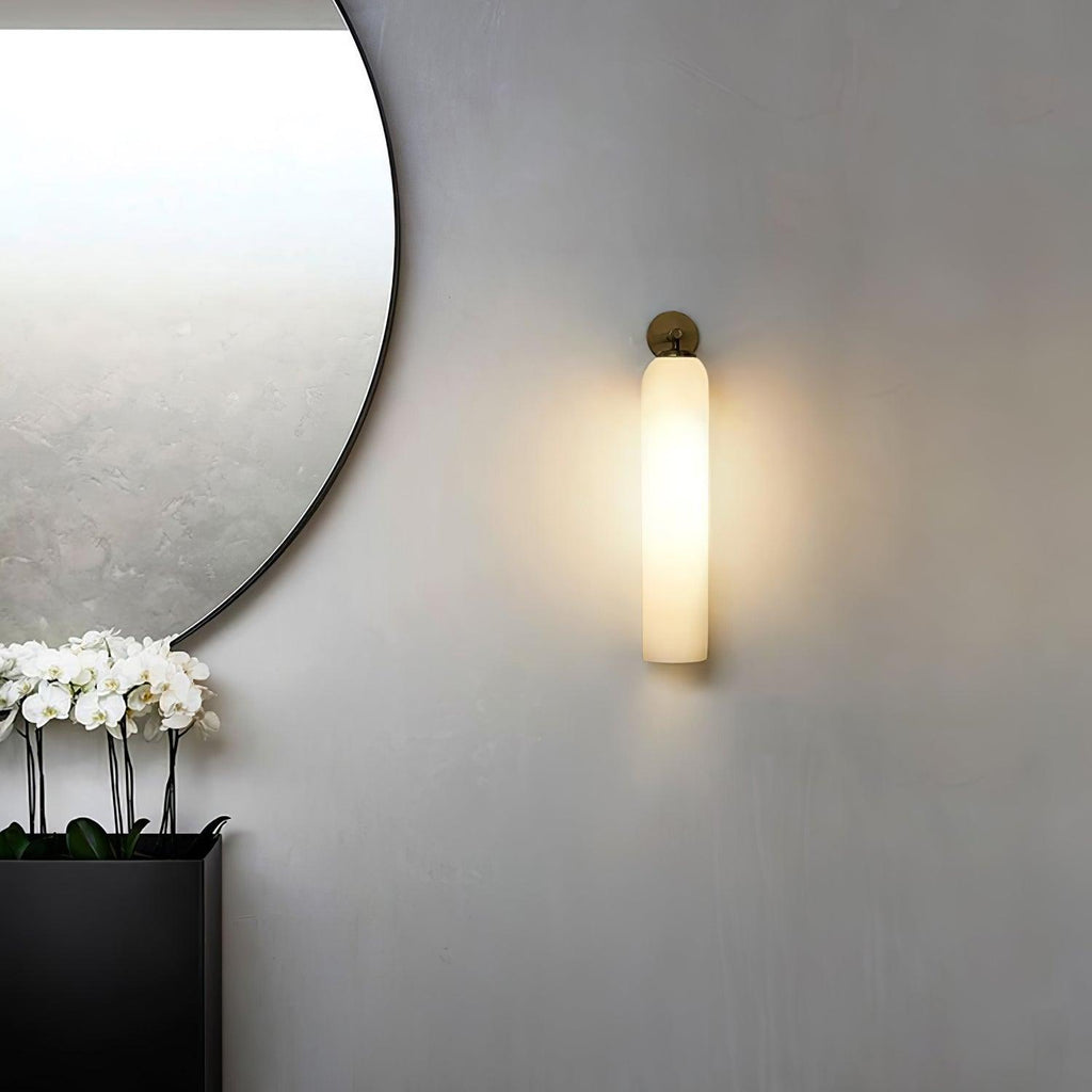 Art Glass Tube Wall Sconce with Brass Wall Mount