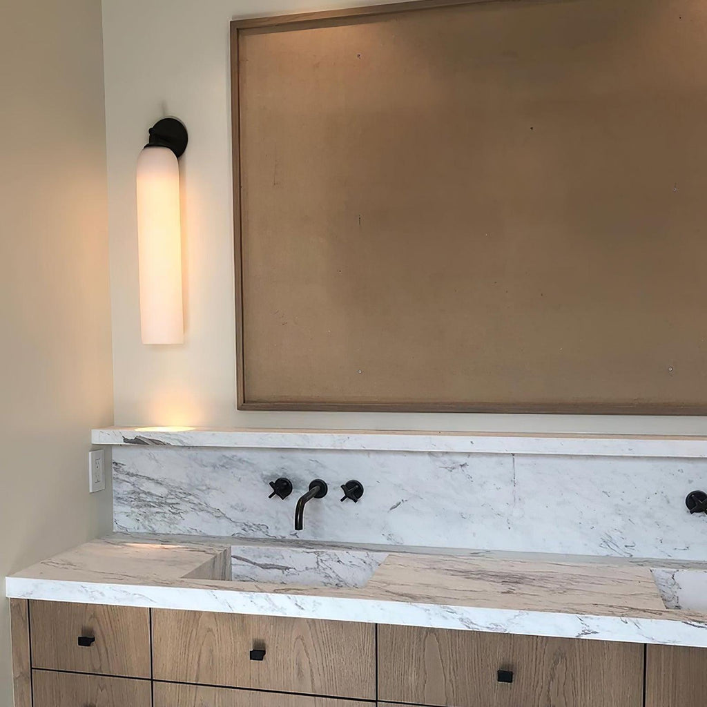 Art Glass Tube Wall Sconce with Brass Wall Mount