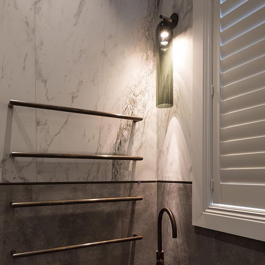 Art Glass Tube Wall Sconce with Brass Wall Mount