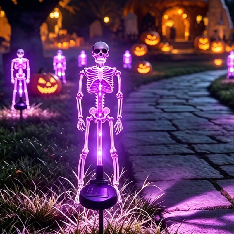 Halloween Skeleton Solar Stake Light Waterproof LED Outdoor Ground Skeleton Lamp Plastic Landscape Light for Yard Garden and Pathway Decoration