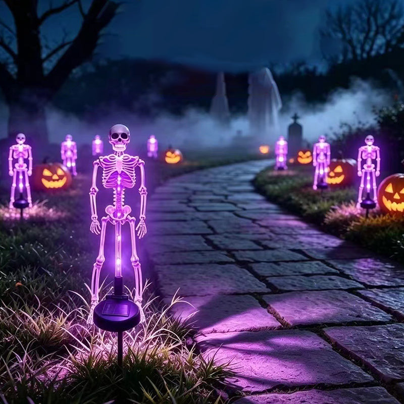 Halloween Skeleton Solar Stake Light Waterproof LED Outdoor Ground Skeleton Lamp Plastic Landscape Light for Yard Garden and Pathway Decoration