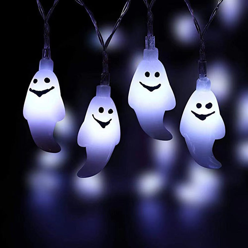 Halloween Ghost String Lights Copper Wire LED Decorative String Light with Ghost Shaped Shades for Outdoor Yard and Party Decoration