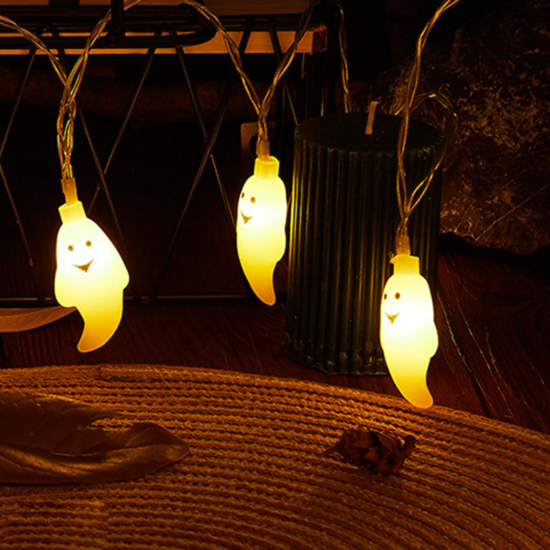 Halloween Ghost String Lights Copper Wire LED Decorative String Light with Ghost Shaped Shades for Outdoor Yard and Party Decoration