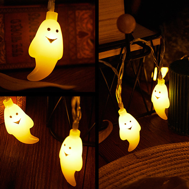 Halloween Ghost String Lights Copper Wire LED Decorative String Light with Ghost Shaped Shades for Outdoor Yard and Party Decoration