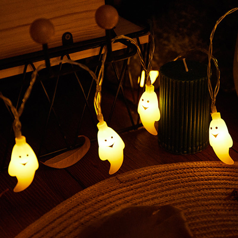 Halloween Ghost String Lights Copper Wire LED Decorative String Light with Ghost Shaped Shades for Outdoor Yard and Party Decoration