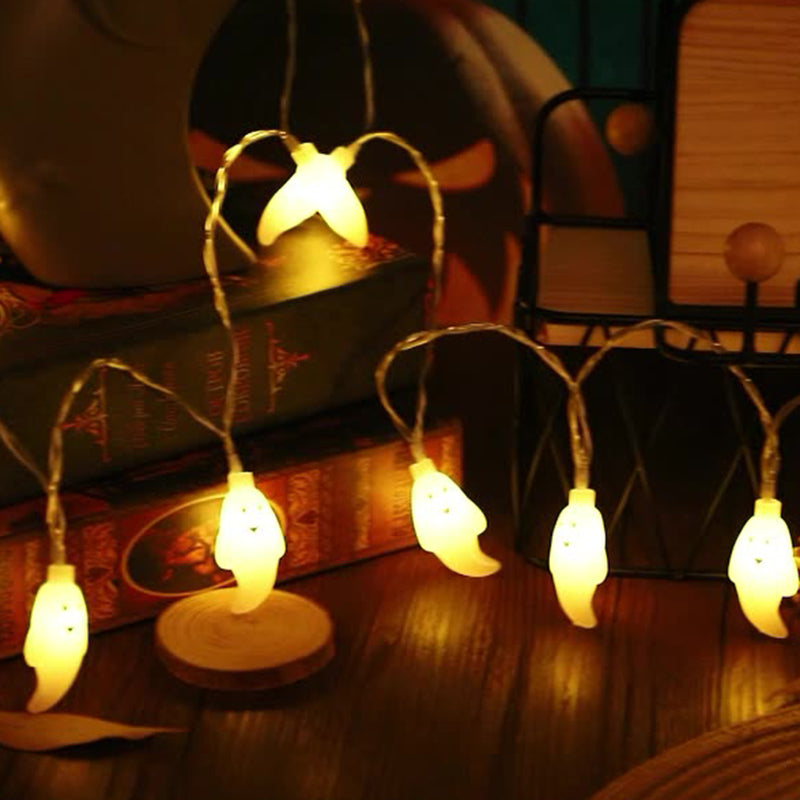 Halloween Ghost String Lights Copper Wire LED Decorative String Light with Ghost Shaped Shades for Outdoor Yard and Party Decoration