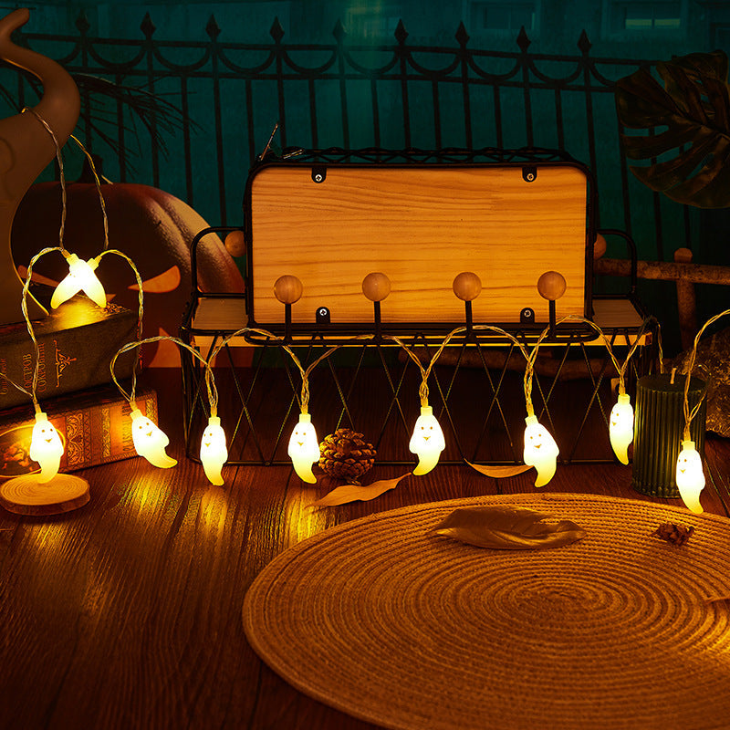 Halloween Ghost String Lights Copper Wire LED Decorative String Light with Ghost Shaped Shades for Outdoor Yard and Party Decoration
