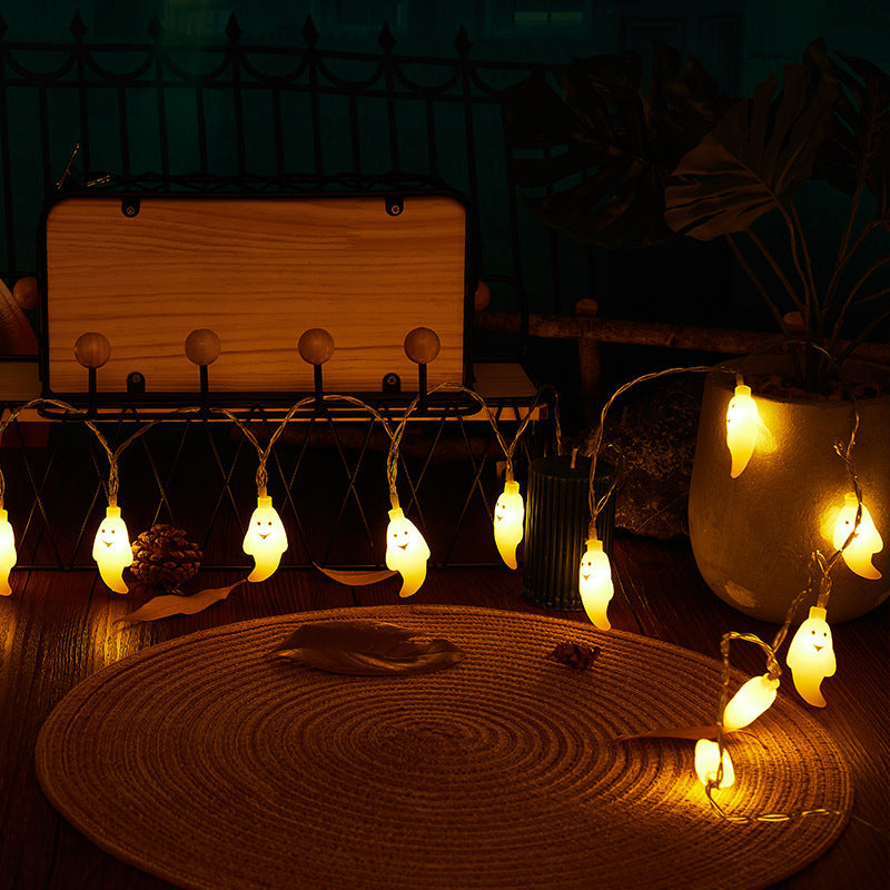 Halloween Ghost String Lights Copper Wire LED Decorative String Light with Ghost Shaped Shades for Outdoor Yard and Party Decoration