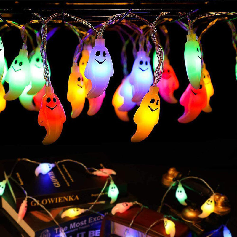 Halloween Ghost String Lights Copper Wire LED Decorative String Light with Ghost Shaped Shades for Outdoor Yard and Party Decoration