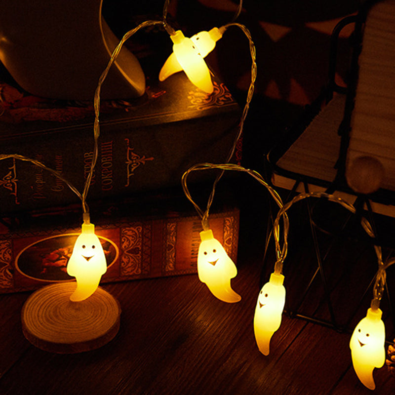Halloween Ghost String Lights Copper Wire LED Decorative String Light with Ghost Shaped Shades for Outdoor Yard and Party Decoration