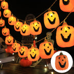 Halloween Pumpkin String Lights USB Powered LED Jack-O-Lantern Light String with Remote Control for Outdoor Party Porch and Bedroom