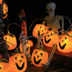 Halloween Pumpkin String Lights USB Powered LED Jack-O-Lantern Light String with Remote Control for Outdoor Party Porch and Bedroom