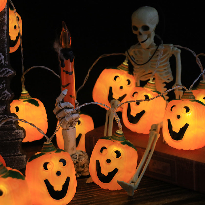 Halloween Pumpkin String Lights USB Powered LED Jack-O-Lantern Light String with Remote Control for Outdoor Party Porch and Bedroom