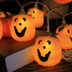 Halloween Pumpkin String Lights USB Powered LED Jack-O-Lantern Light String with Remote Control for Outdoor Party Porch and Bedroom