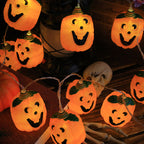 Halloween Pumpkin String Lights USB Powered LED Jack-O-Lantern Light String with Remote Control for Outdoor Party Porch and Bedroom