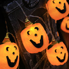 Halloween Pumpkin String Lights USB Powered LED Jack-O-Lantern Light String with Remote Control for Outdoor Party Porch and Bedroom