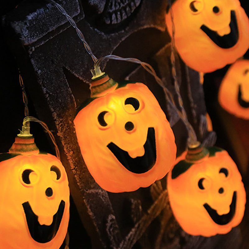 Halloween Pumpkin String Lights USB Powered LED Jack-O-Lantern Light String with Remote Control for Outdoor Party Porch and Bedroom