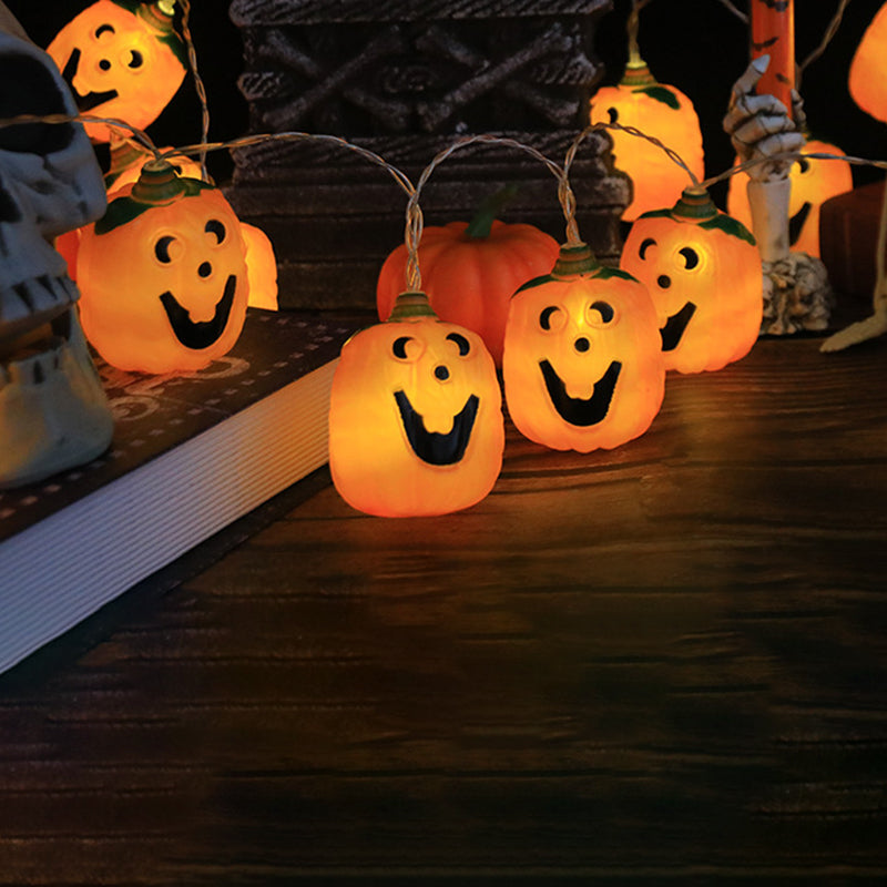 Halloween Pumpkin String Lights USB Powered LED Jack-O-Lantern Light String with Remote Control for Outdoor Party Porch and Bedroom