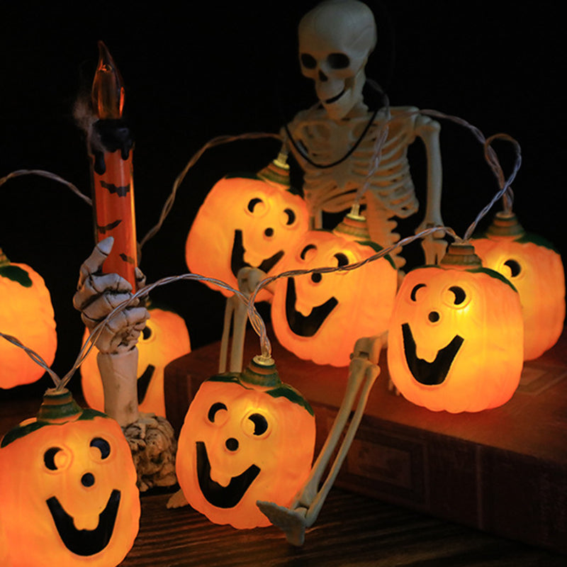 Halloween Pumpkin String Lights USB Powered LED Jack-O-Lantern Light String with Remote Control for Outdoor Party Porch and Bedroom