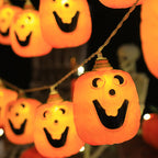 Halloween Pumpkin String Lights USB Powered LED Jack-O-Lantern Light String with Remote Control for Outdoor Party Porch and Bedroom