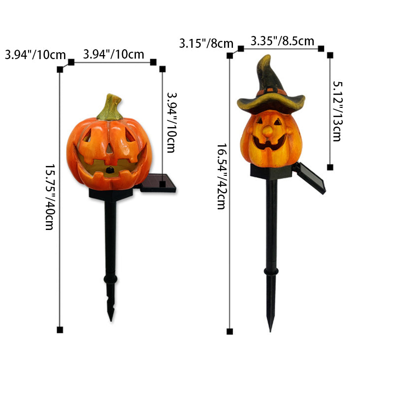 Solar Pumpkin Stake Light Halloween Jack-O-Lantern LED Garden Light Resin Outdoor Pathway Decoration for Yard and Patio