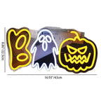Halloween Neon Sign Boo Ghost and Pumpkin LED Light USB Powered PVC Neon Wall Light Table Decoration for Party and Living Room