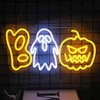 Halloween Neon Sign Boo Ghost and Pumpkin LED Light USB Powered PVC Neon Wall Light Table Decoration for Party and Living Room