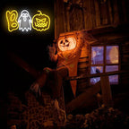 Halloween Neon Sign Boo Ghost and Pumpkin LED Light USB Powered PVC Neon Wall Light Table Decoration for Party and Living Room