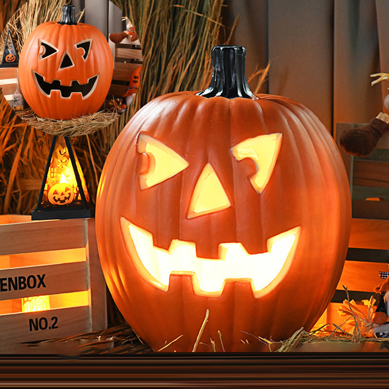 Pumpkin Jack-O-Lantern Light Battery Operated LED Carved Pumpkin Lamp Halloween Indoor Decorative Floor Lamp for Living Room Porch and Party
