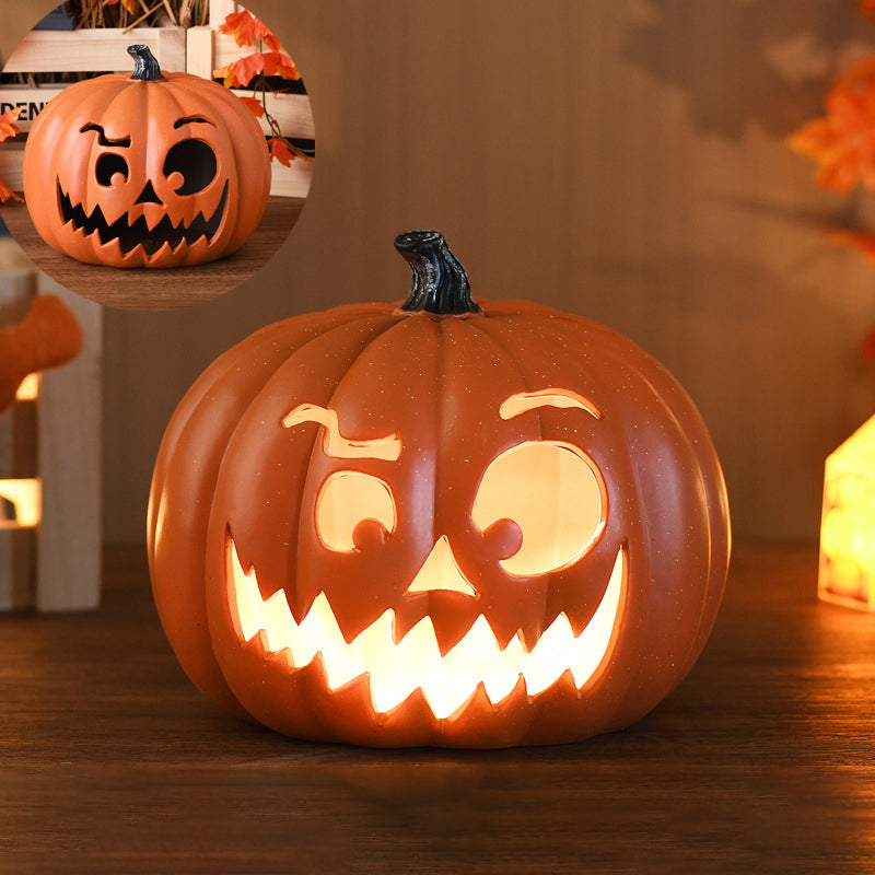 Pumpkin Jack-O-Lantern Light Battery Operated LED Carved Pumpkin Lamp Halloween Indoor Decorative Floor Lamp for Living Room Porch and Party