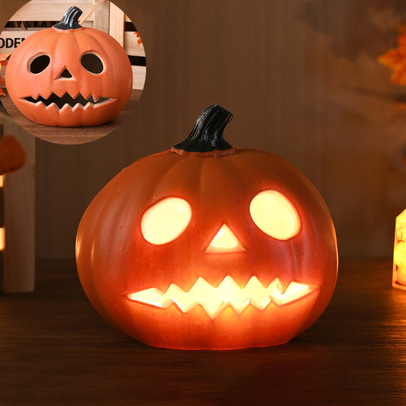 Pumpkin Jack-O-Lantern Light Battery Operated LED Carved Pumpkin Lamp Halloween Indoor Decorative Floor Lamp for Living Room Porch and Party