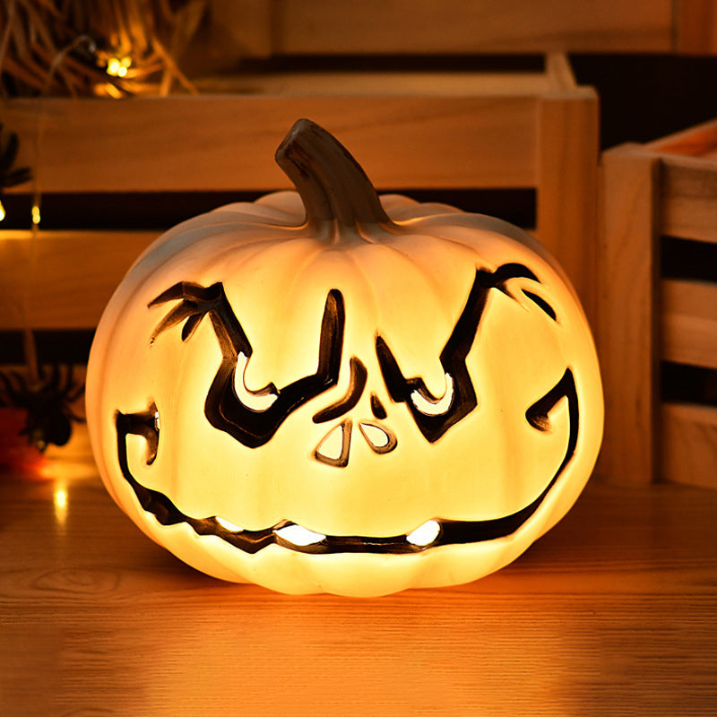 Pumpkin Jack-O-Lantern Light Battery Operated LED Carved Pumpkin Lamp Halloween Indoor Decorative Floor Lamp for Living Room Porch and Party